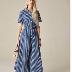 NWT J. Crew cerise shirt dress in striped poplin